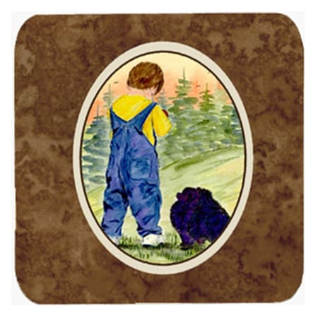 Little Boy With His Pomeranian Foam Coasters- Set Of 4